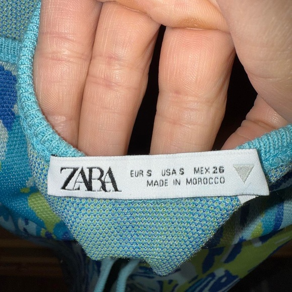 Zara Blue and Green Swirl Midi Dress - Picture 4 of 5